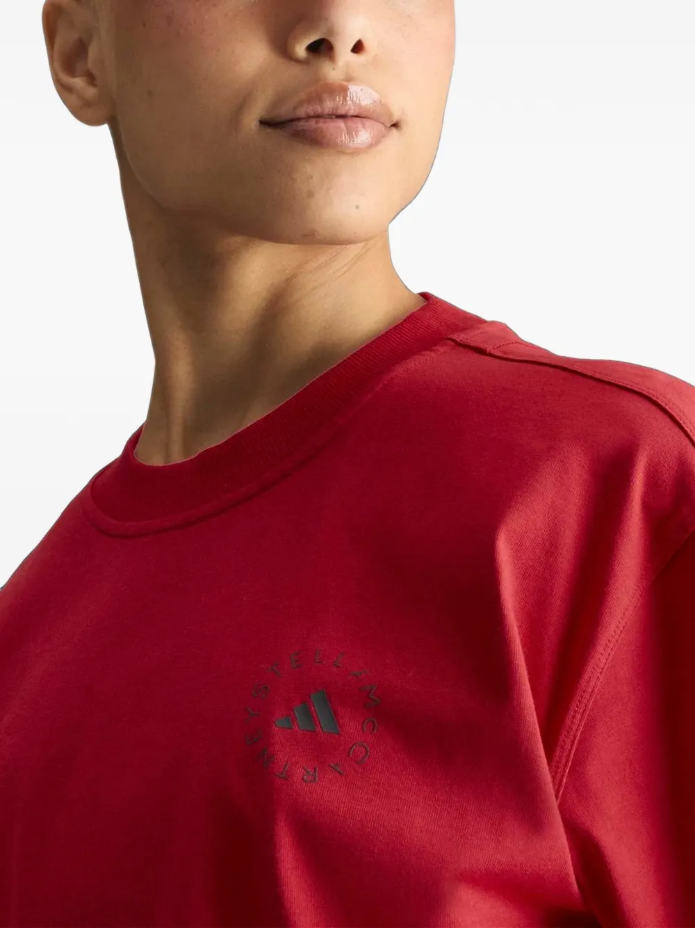 adidas by Stella McCartney T-shirt met logoprint Rood
