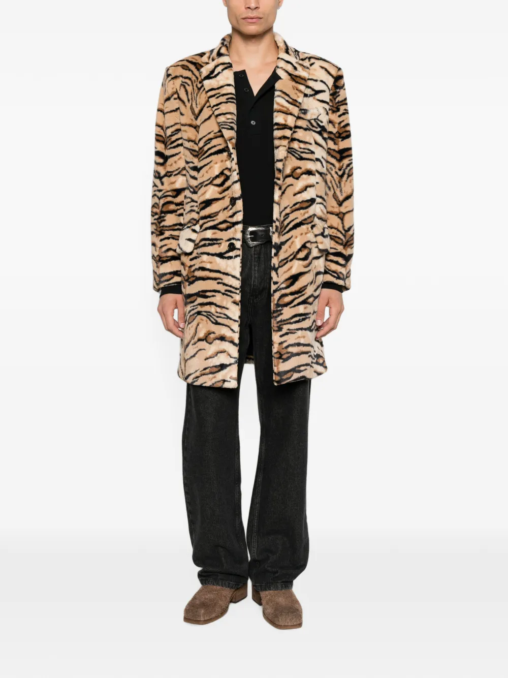 Reveres 1949 Jas met gekerfde revers en tijger-print Beige