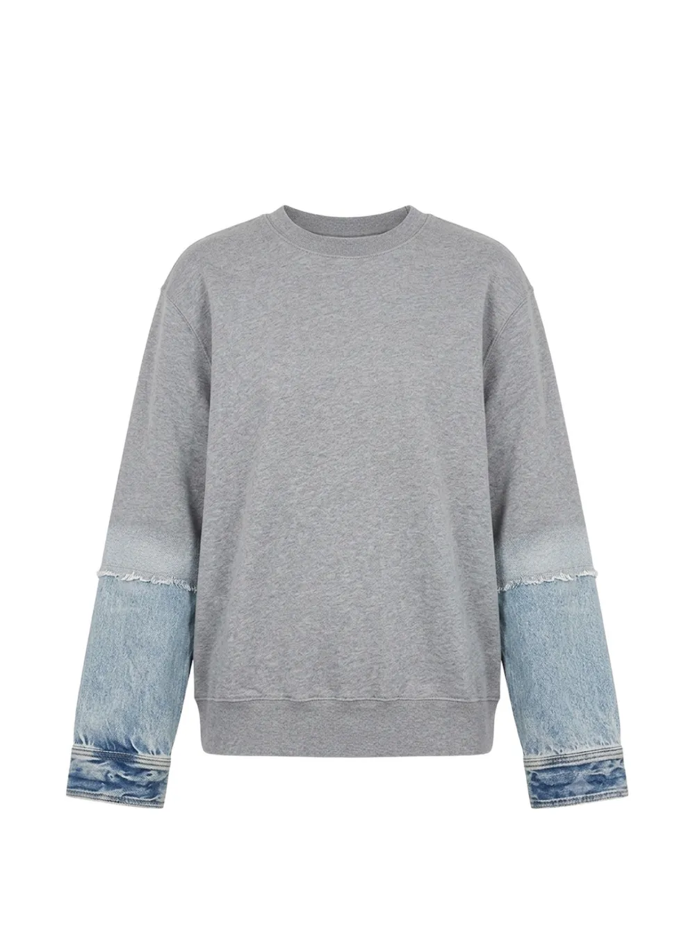 Haikure denim-panelled frayed sweater - Grau