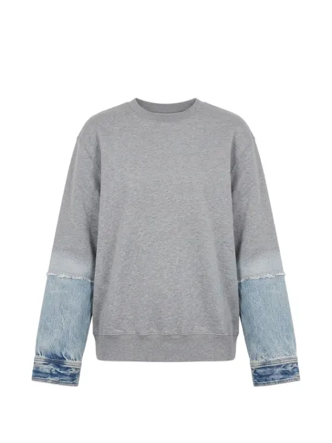 Haikure denim-panelled frayed sweater
