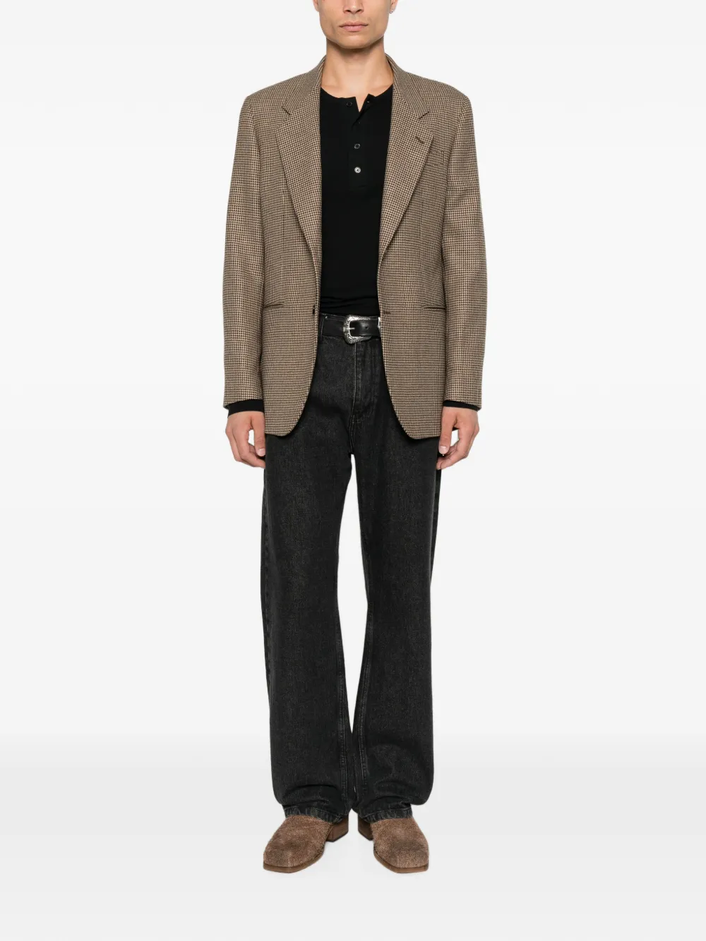 Reveres 1949 Blazer met pied-de-poule print Bruin