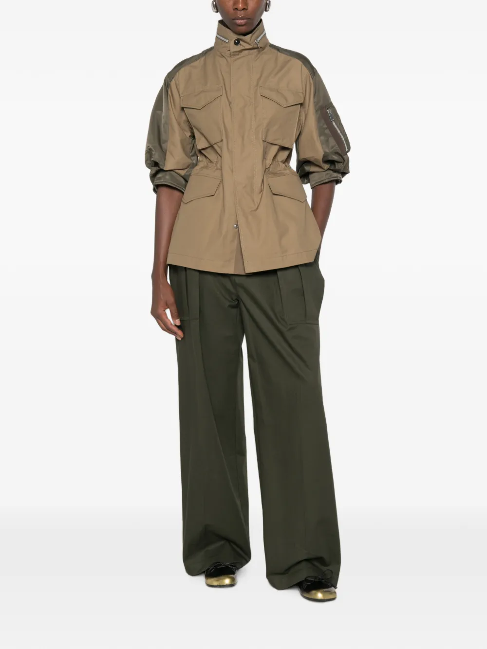 sacai Jack met trekkoordtaille Groen
