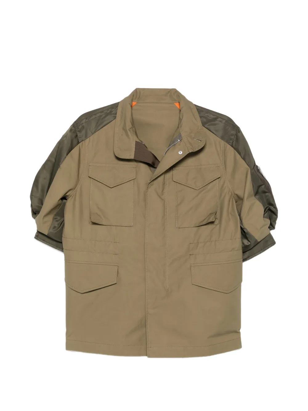 sacai panelled drawstring-waist jacket - Green