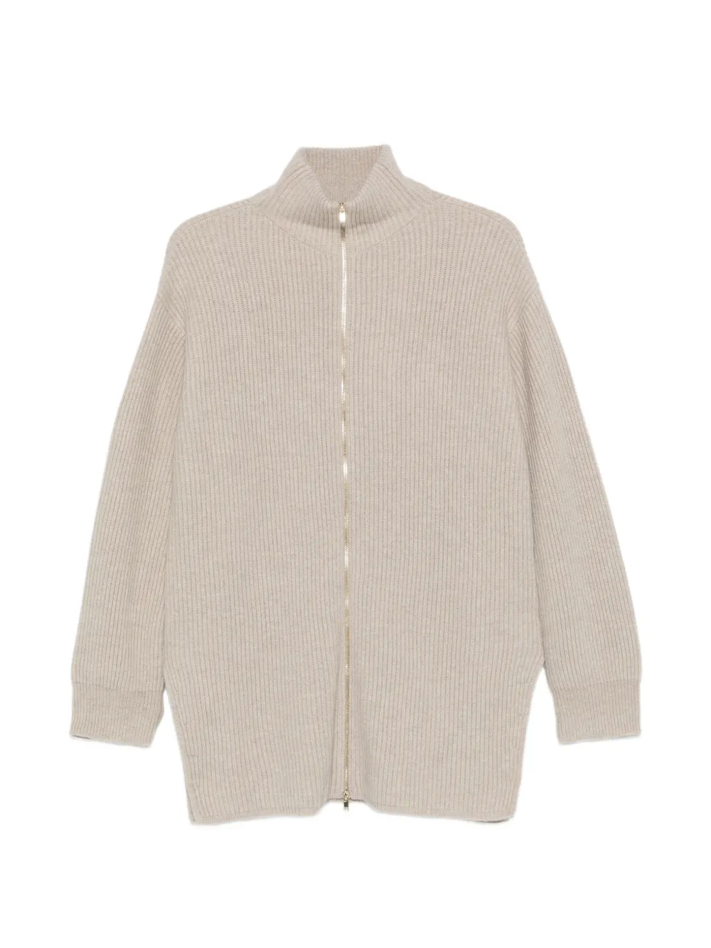 Max Mara ribbed-knit zip-up sweater - Toni neutri
