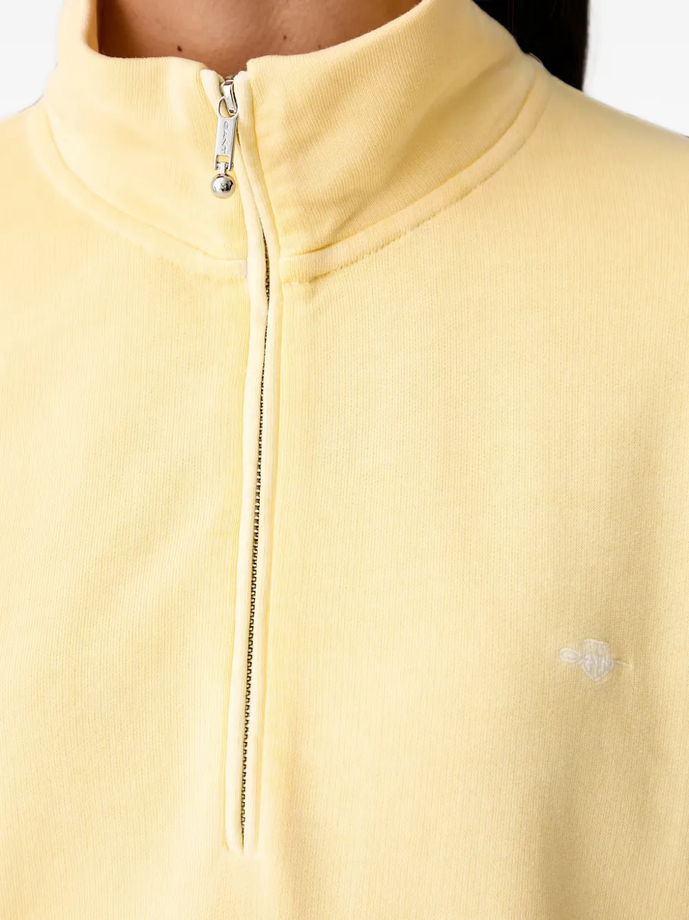 Gant Trui met geborduurd logo en kwartrits Geel