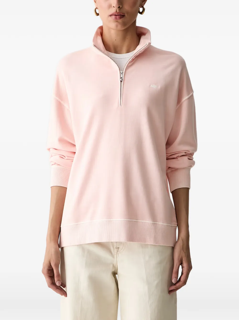 Gant half-zip logo-embroidered sweater - Rosa