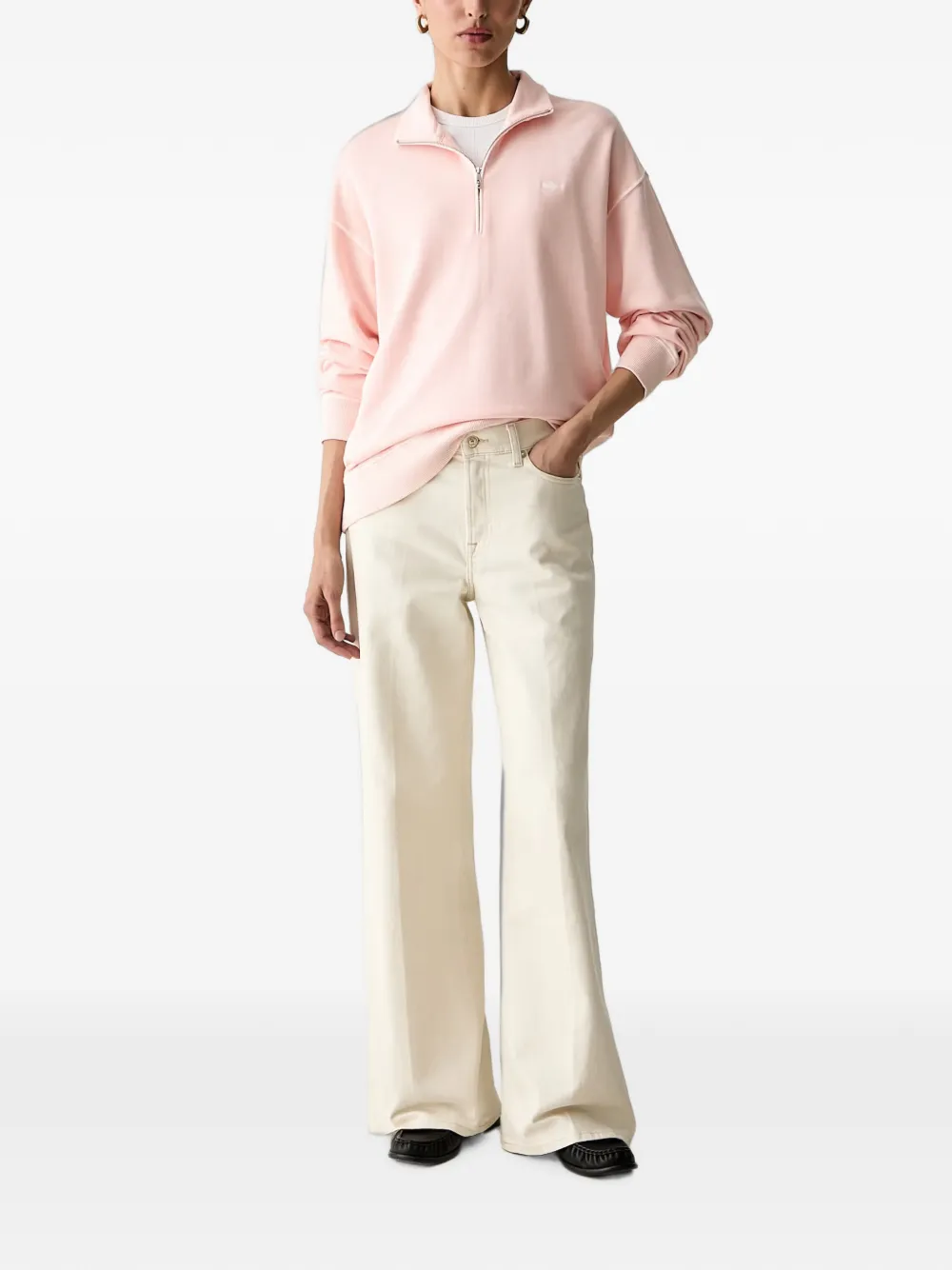 Gant Sweater met geborduurd logo en halve rits Roze