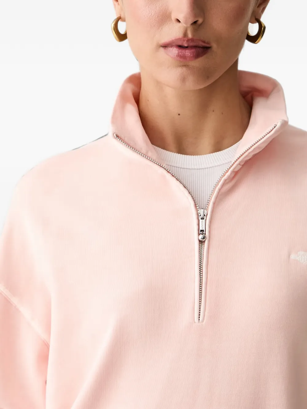 Gant Sweater met geborduurd logo en halve rits Roze