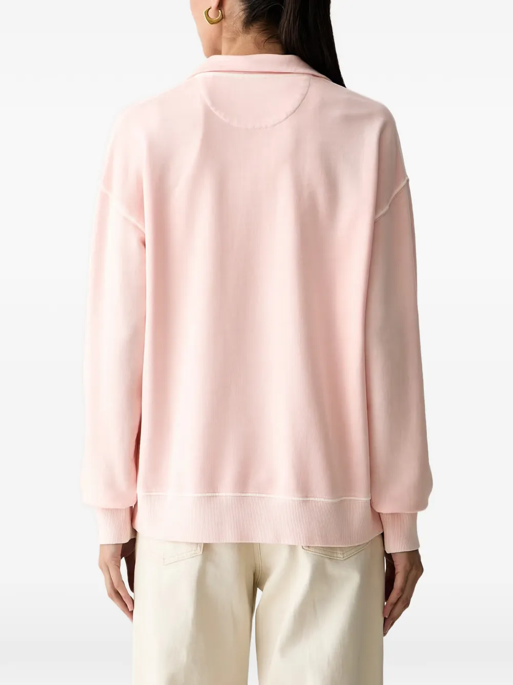 Gant Sweater met geborduurd logo en halve rits Roze