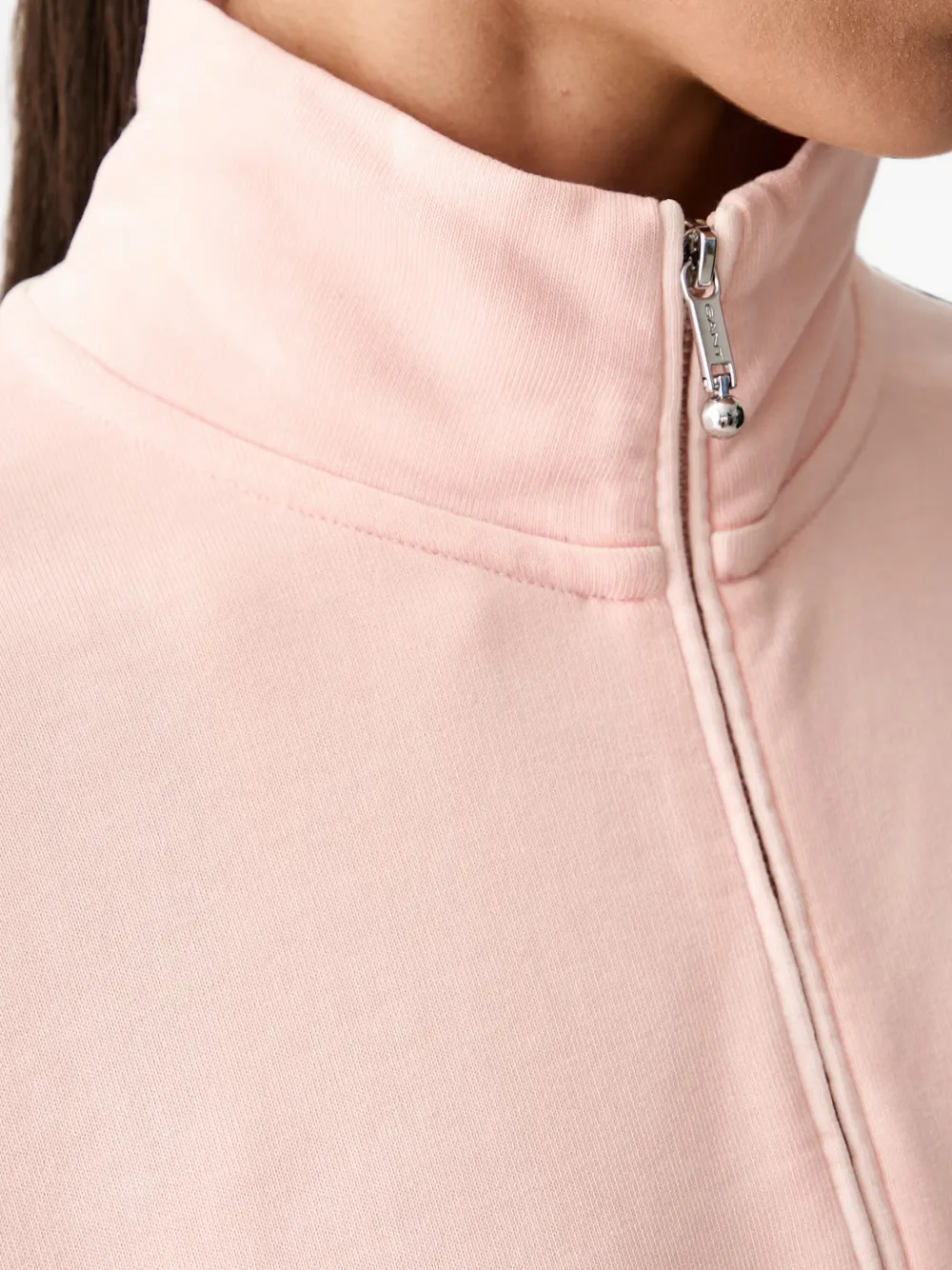 Gant Sweater met geborduurd logo en halve rits Roze
