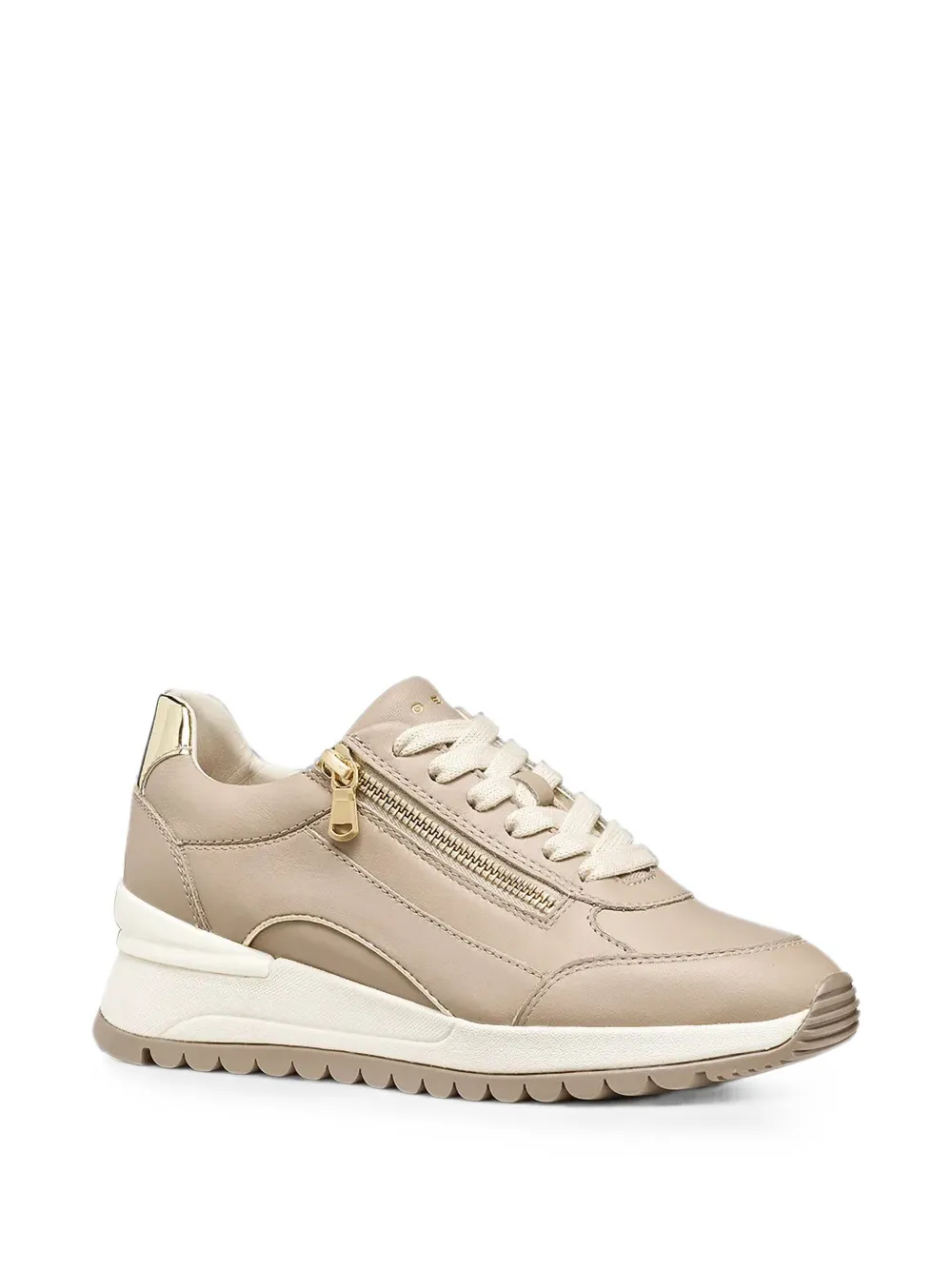 Geox Desya side-zip leather sneakers Beige