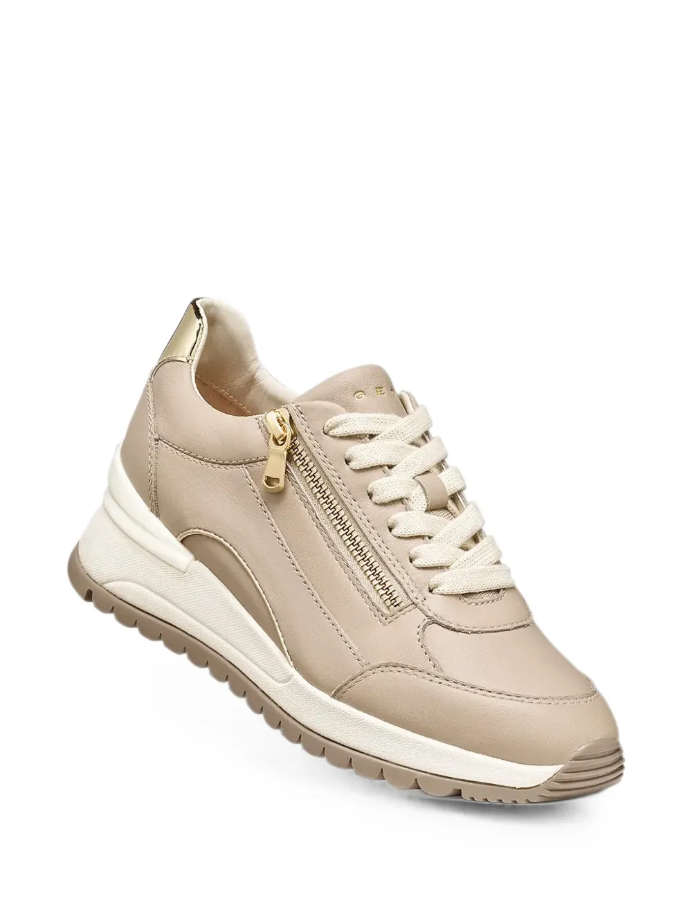 Geox Desya side-zip leather sneakers Beige