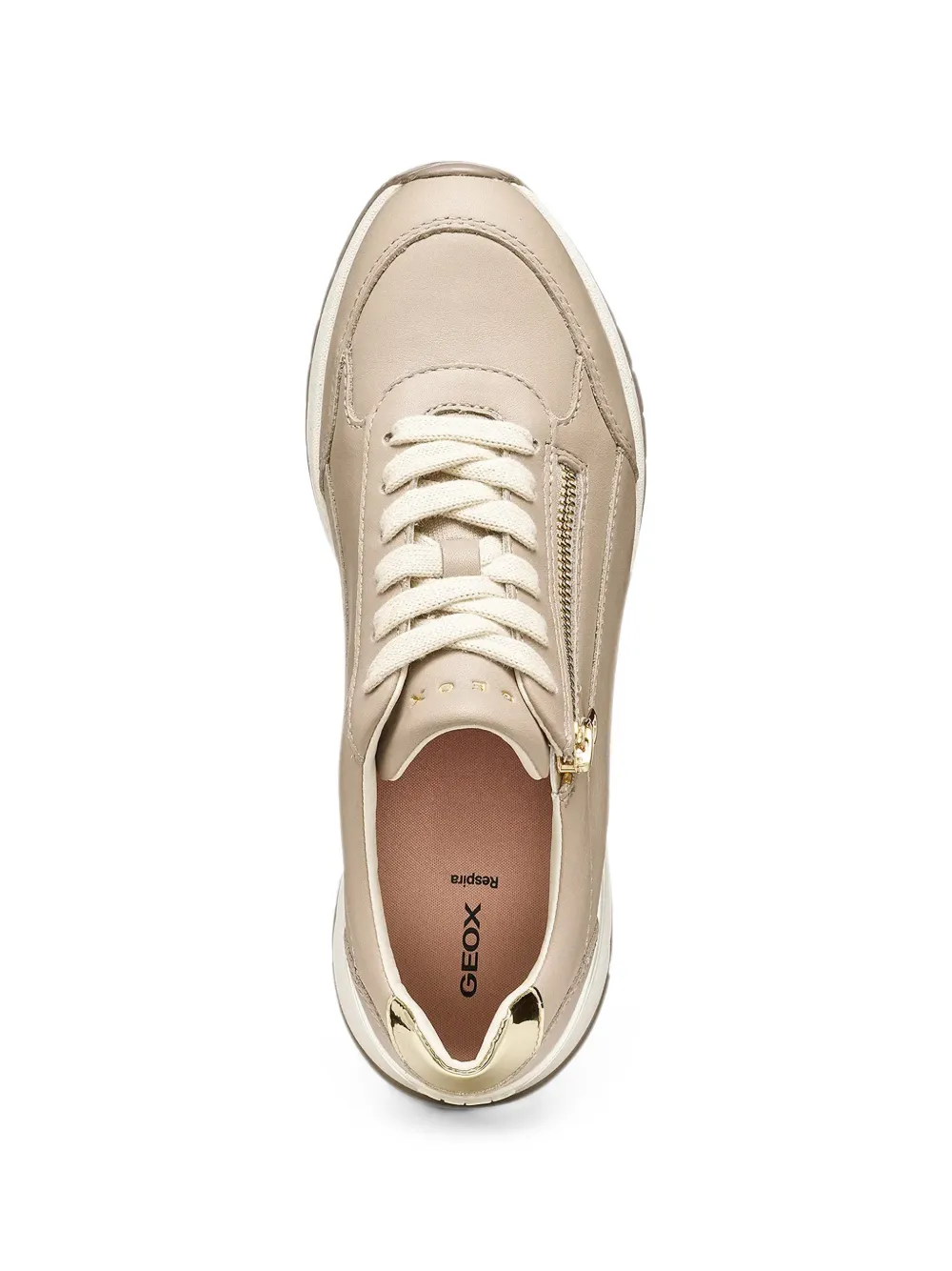 Geox Desya side-zip leather sneakers Beige