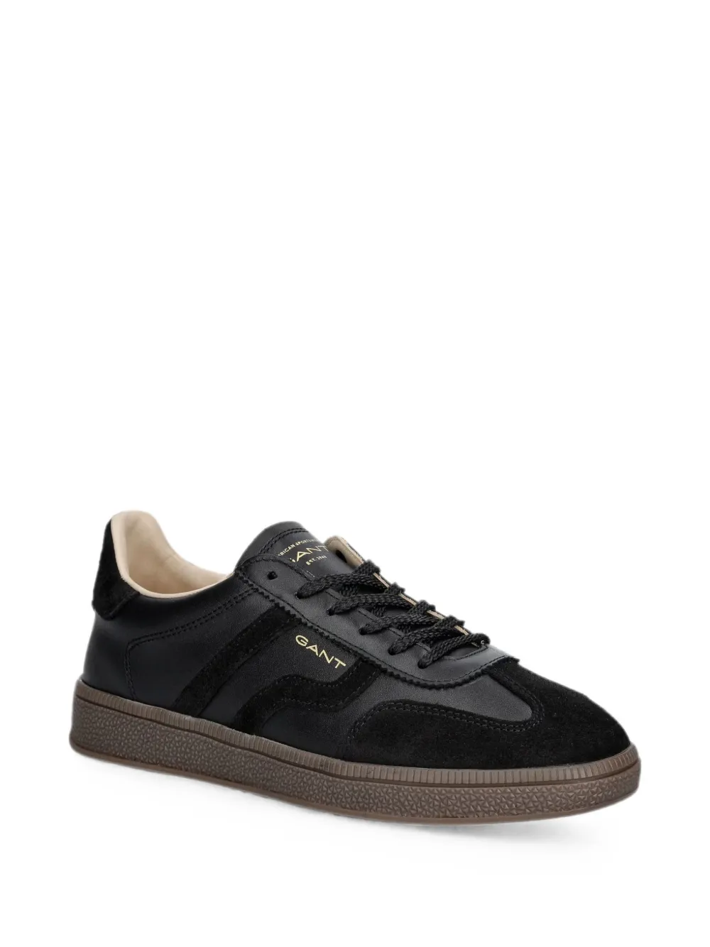 Gant suede-panelled leather sneakers Zwart