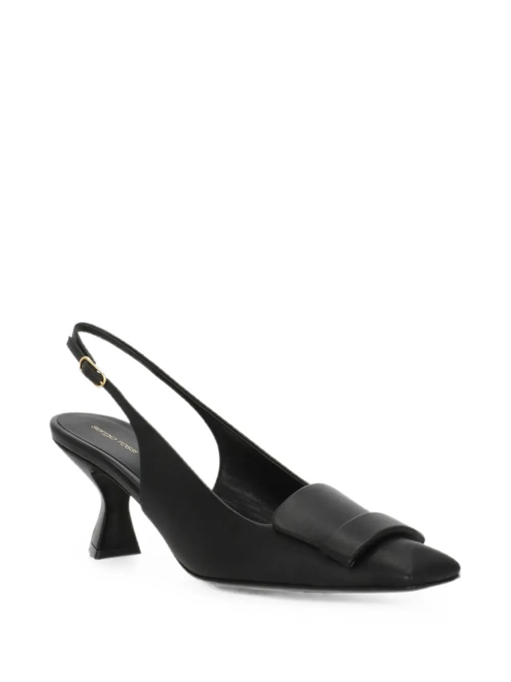 Sergio Rossi plaque-detail squared-toe slingback pumps Zwart