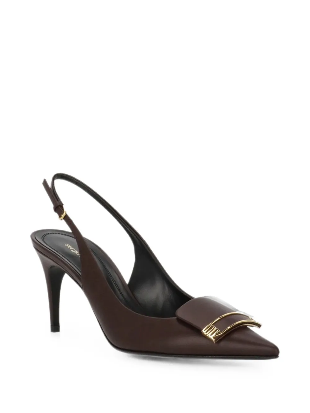 Sergio Rossi Sr Evolv plaque-detail pointed-toe slingback pumps Rood