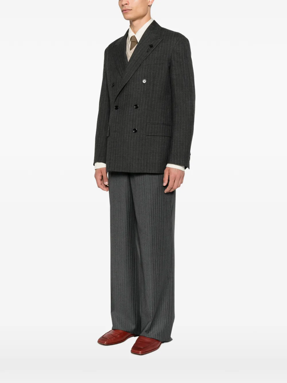 Lardini Blazer met krijtstreep Grijs
