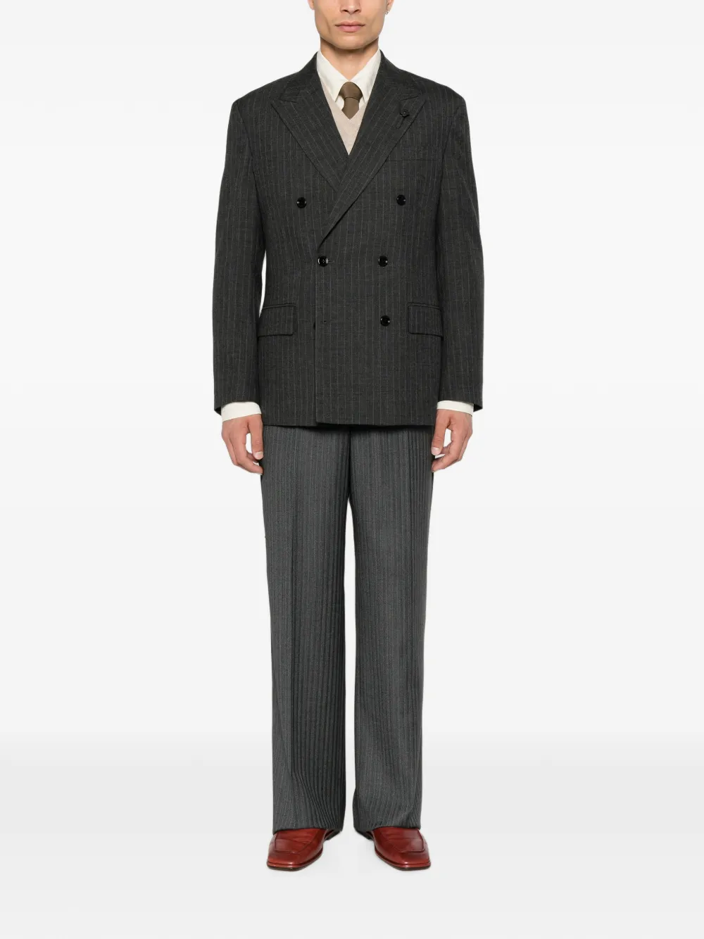 Lardini Blazer met krijtstreep Grijs