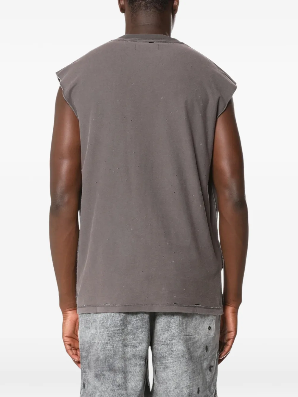 Purple Brand Gerafelde tanktop met logo-print Grijs