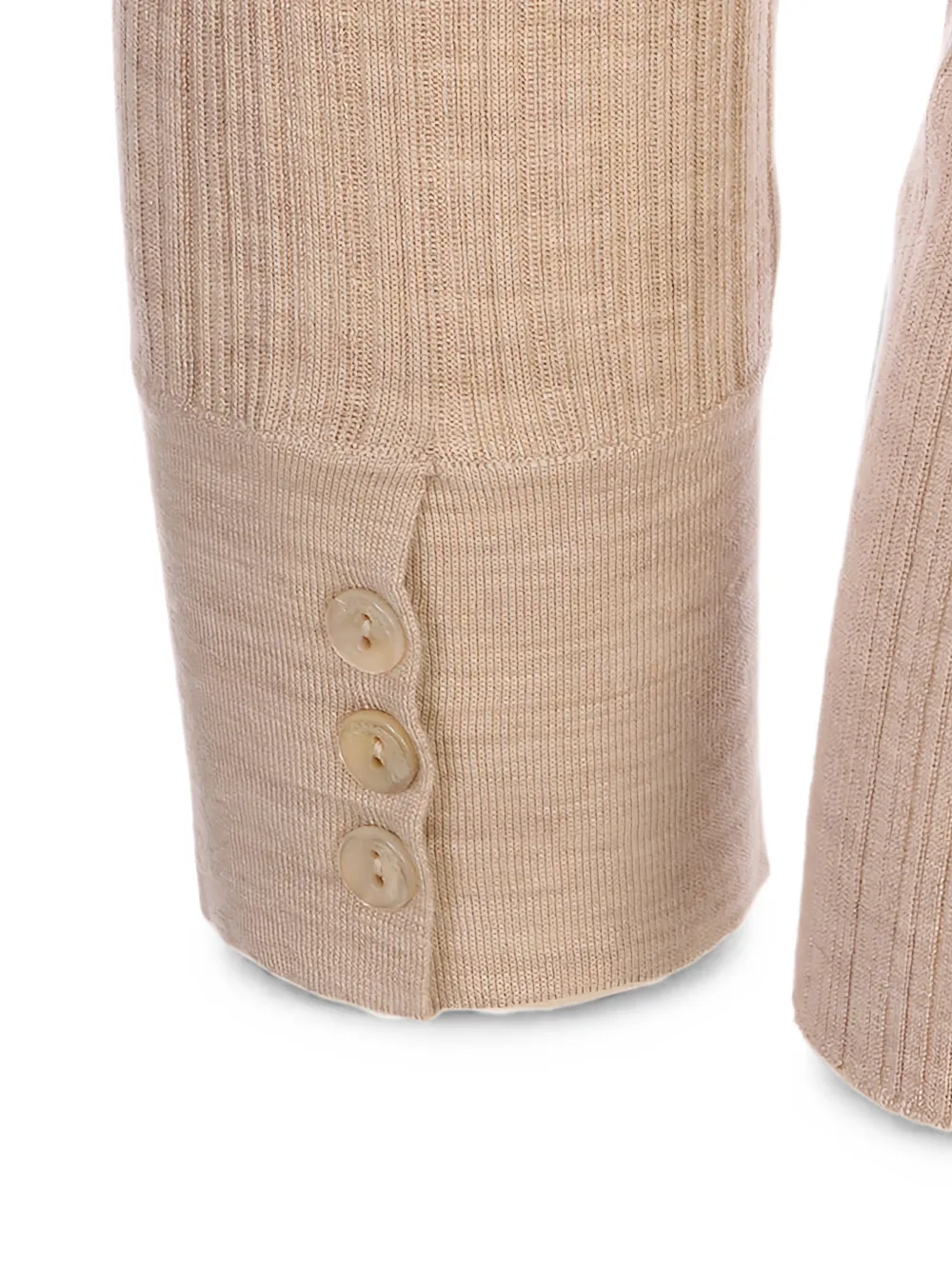 Agnona Ribgebreide trui met knoopmanchetten Beige