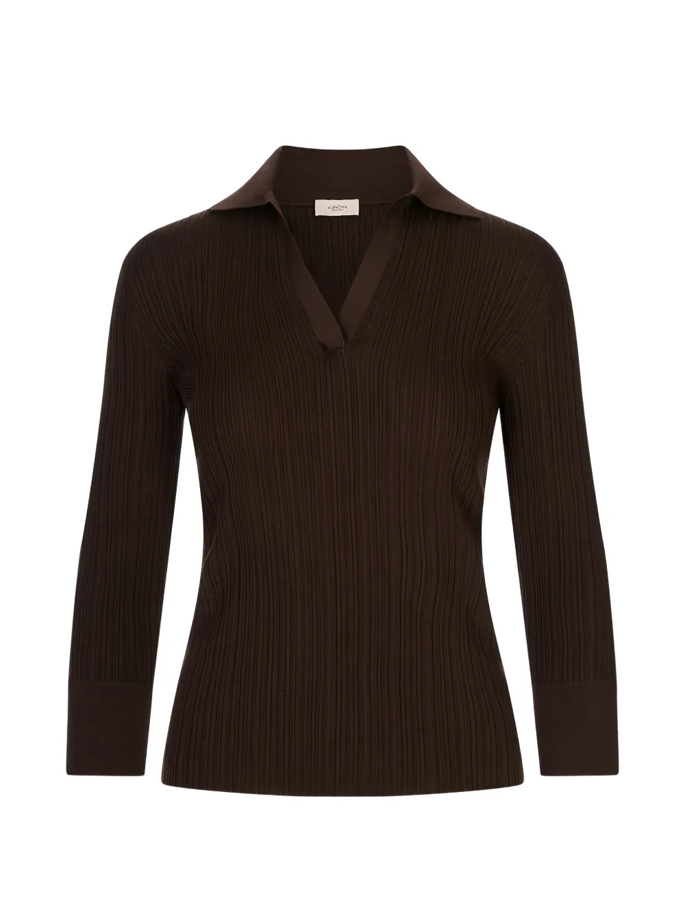 Agnona ribbed-knit buttoned-cuff top - Marrone
