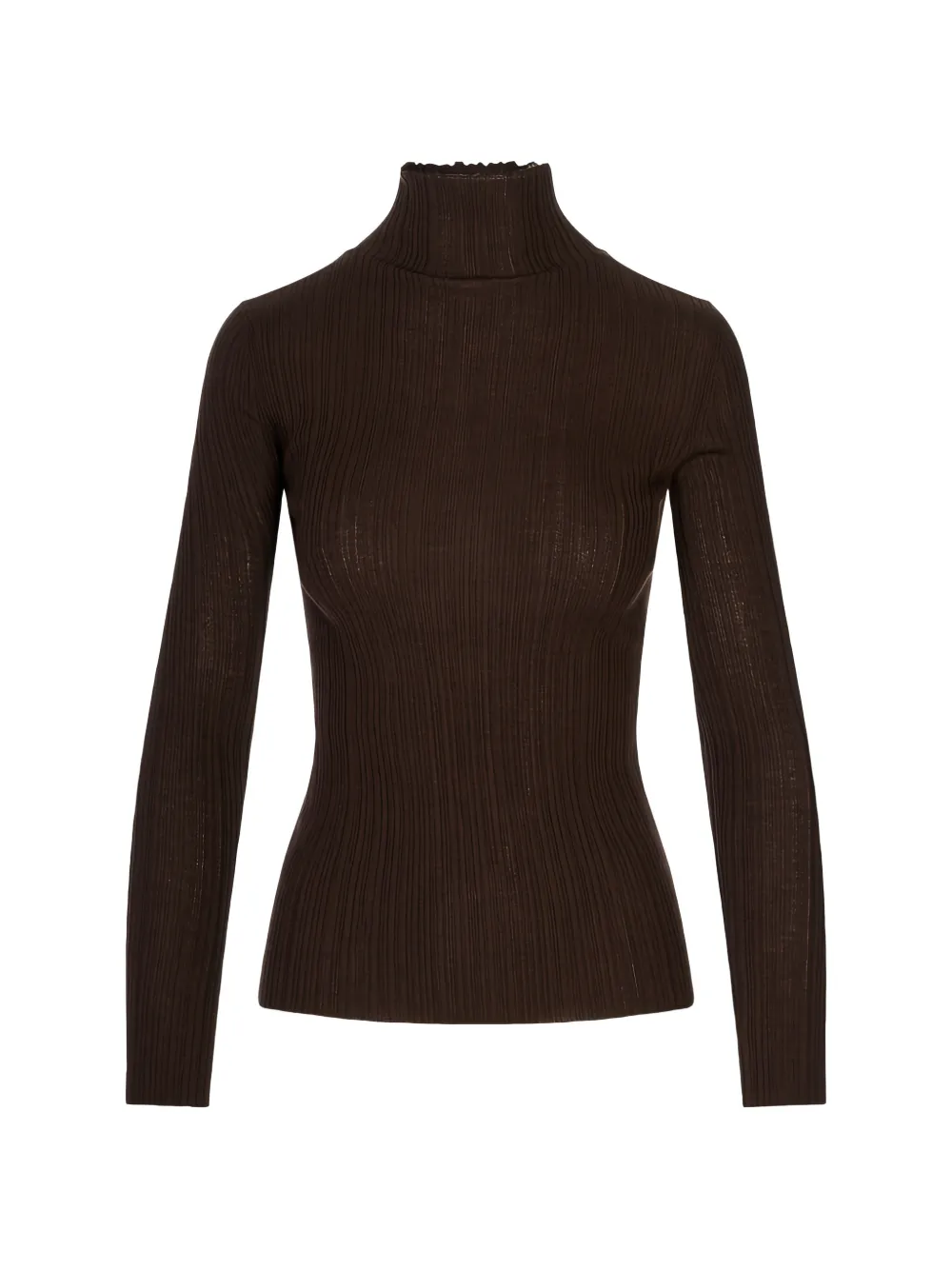 Agnona ribbed-knit scalloped-edge sweater - Marrone