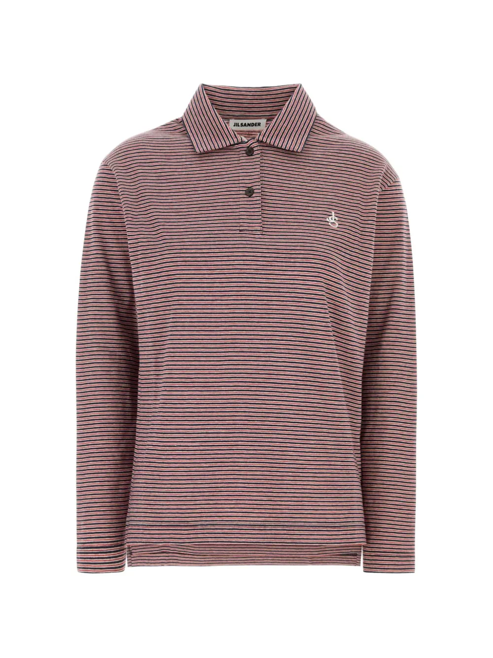Jil Sander striped long-sleeve polo shirt - Rosso