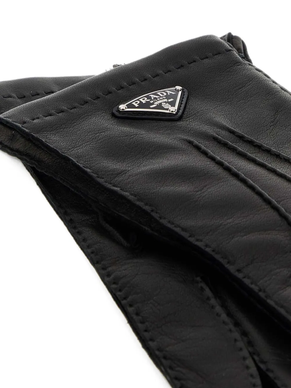Prada Handschoenen met logo-plakkaat en stikselafwerking Zwart