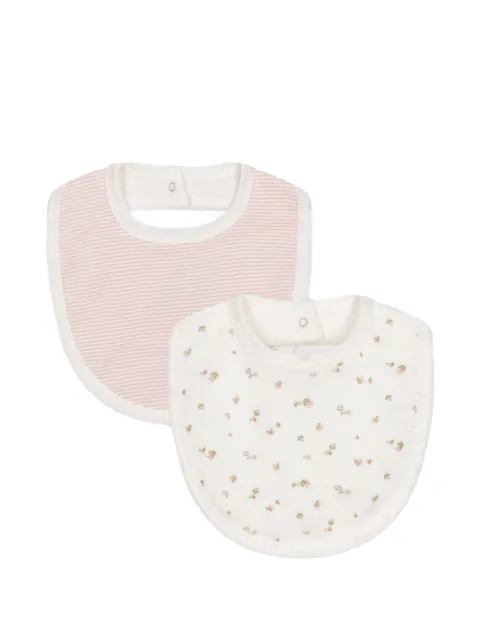 Petit Bateau striped floral-print bibs (set of two)