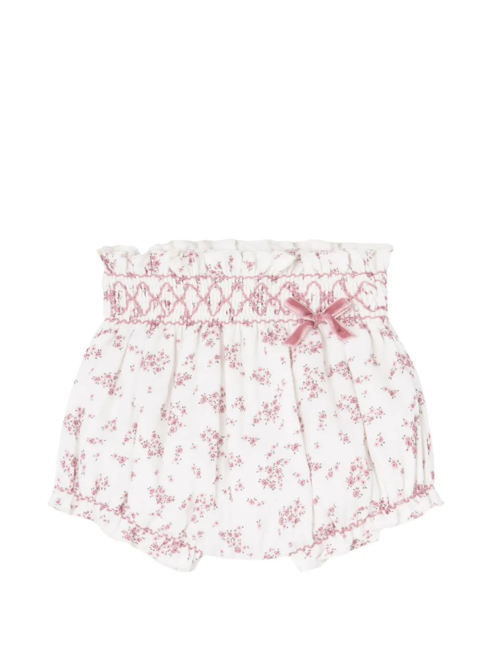 Paz Rodriguez floral-print smocked bloomers - Bianco