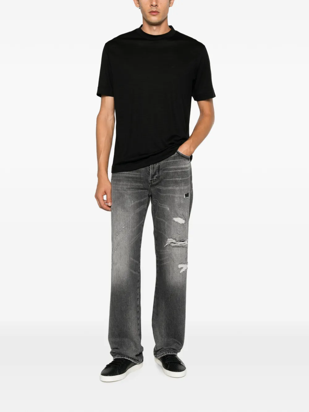 Emporio Armani Gerafelde jeans met vervaagd effect Grijs