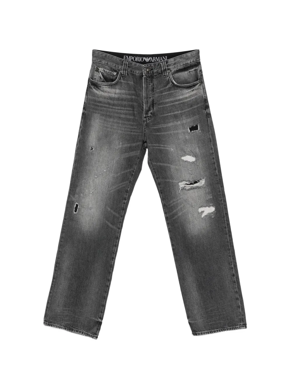 Emporio Armani distressed faded-effect jeans - Grigio
