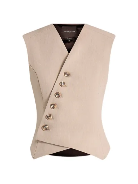 Manière De Voir Laurence in beige tailored asym wrap waistcoat