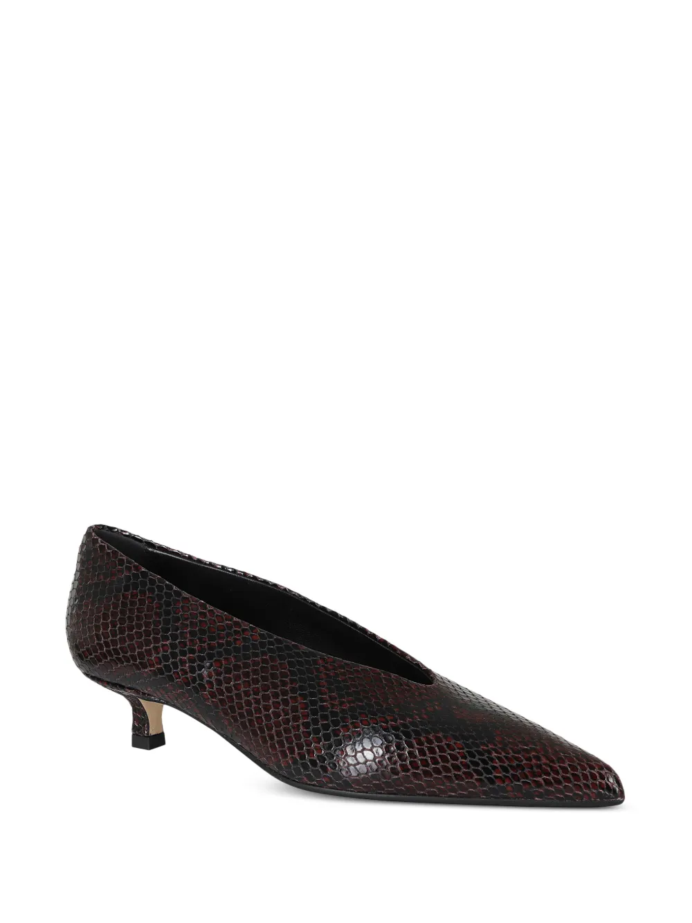 Aeyde Clara snake-effect pointed-toe leather pumps Zwart