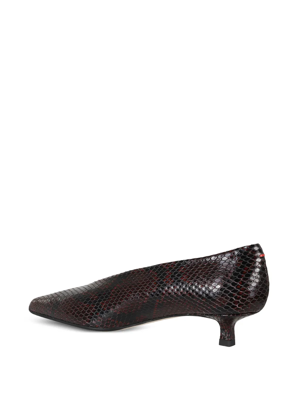 Aeyde Clara snake-effect pointed-toe leather pumps Zwart