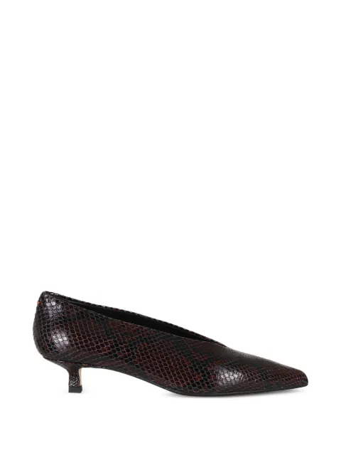 Aeyde Clara snake-effect pointed-toe leather pumps