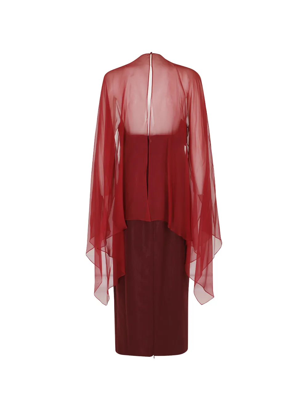 Alberta Ferretti Strapless midi-jurk met doorzichtige laag Rood