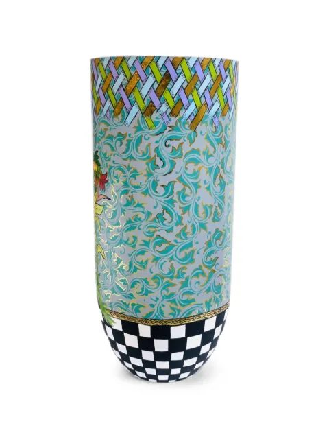 Toms Drag Jungle palm tree-print checkered planter pot