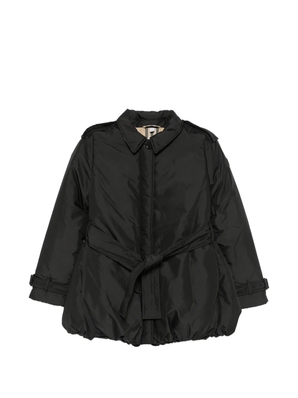 Burberry Kids belted bubble-hem coat - Nero