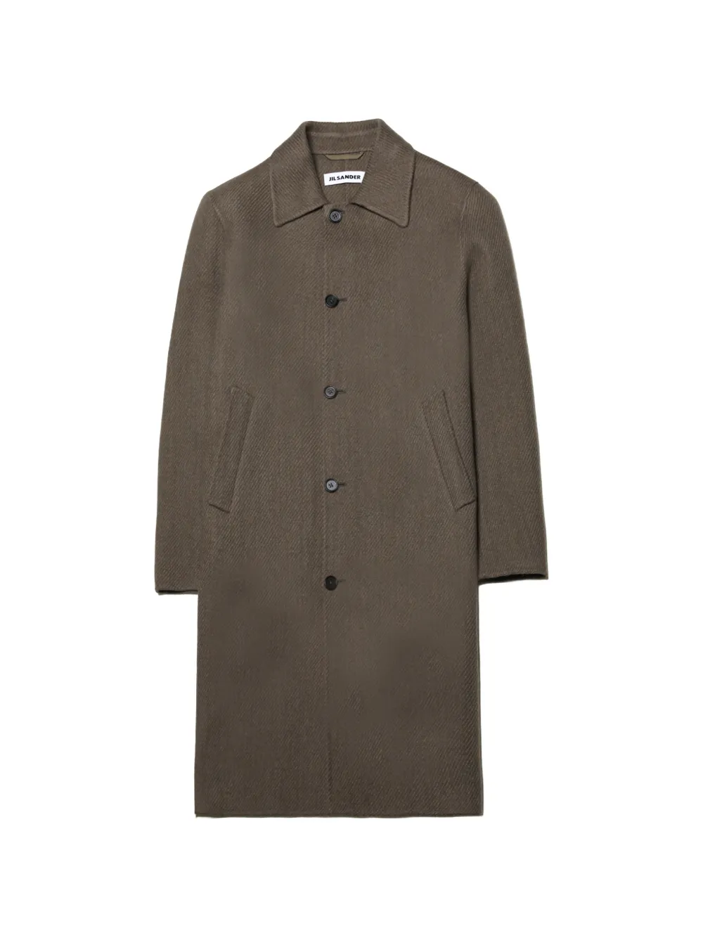 Jil Sander diagonal-weave single-breasted coat - Marrone
