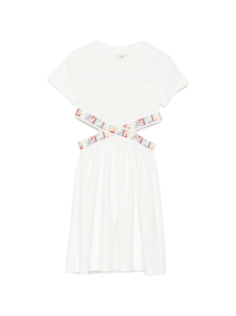Fendi Kids FF-logo cut-out dress - Bianco