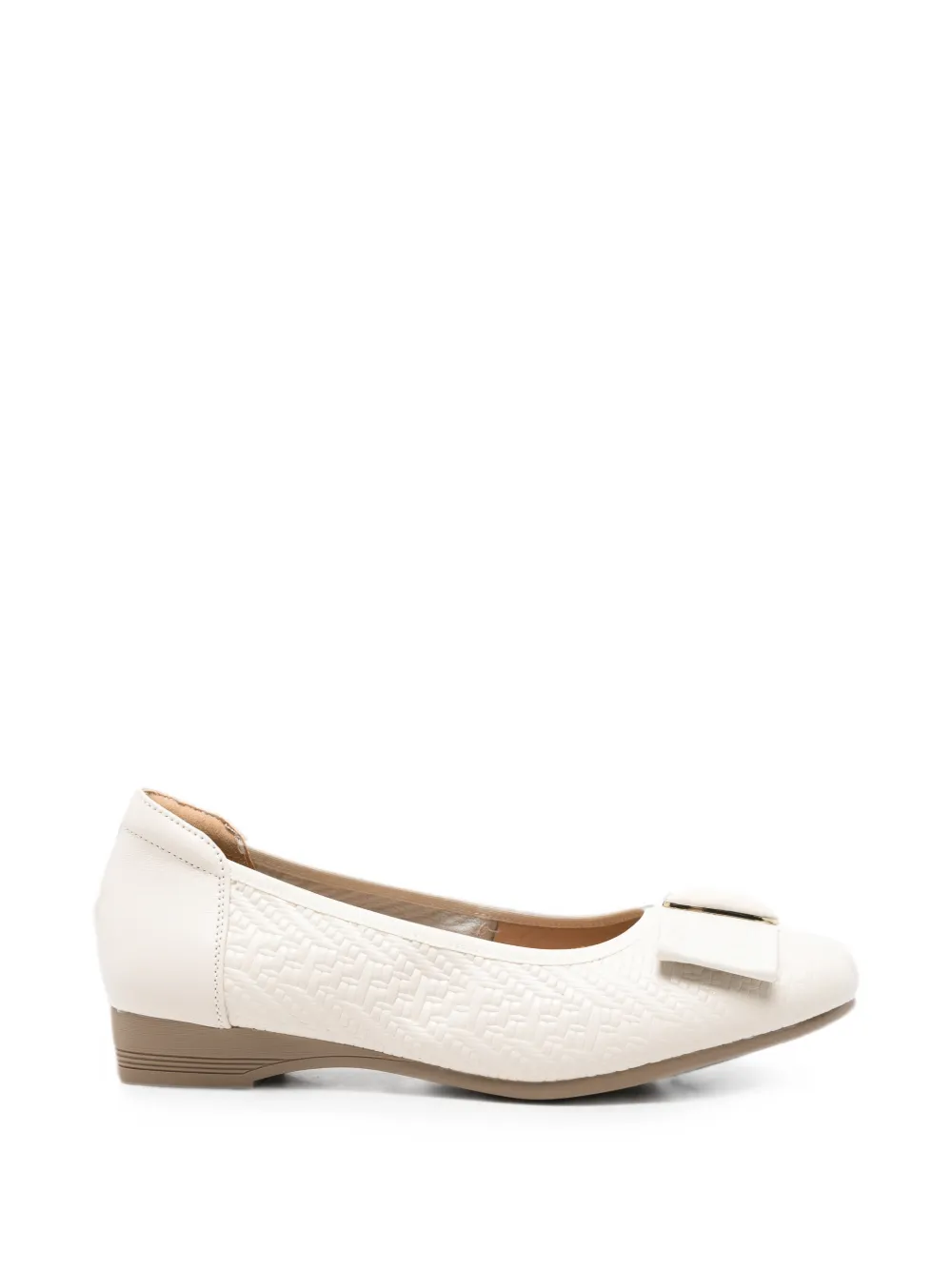 LINDA BAUMANN woven-effect bow ballet flats - Toni neutri