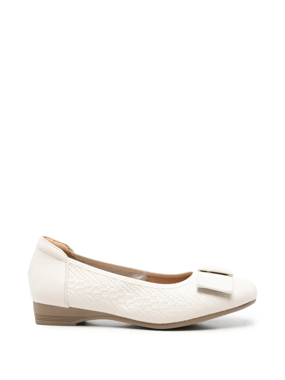 LINDA BAUMANN woven-effect bow ballet flats - Toni neutri