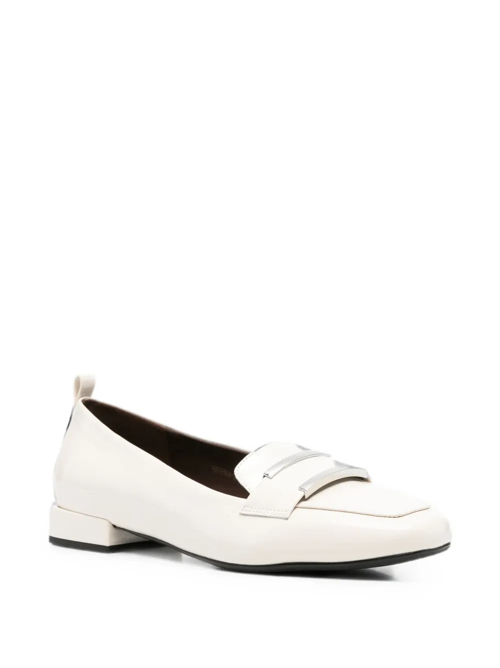 SERGIO MORETTI FIRENZE metal-plaque square-toe loafers Beige