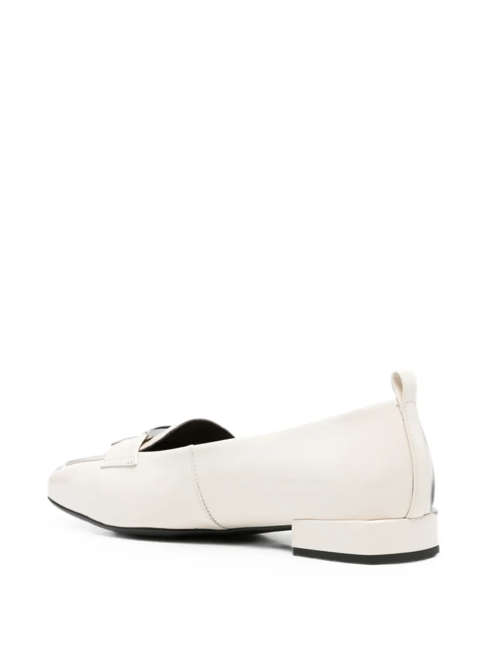 SERGIO MORETTI FIRENZE metal-plaque square-toe loafers Beige