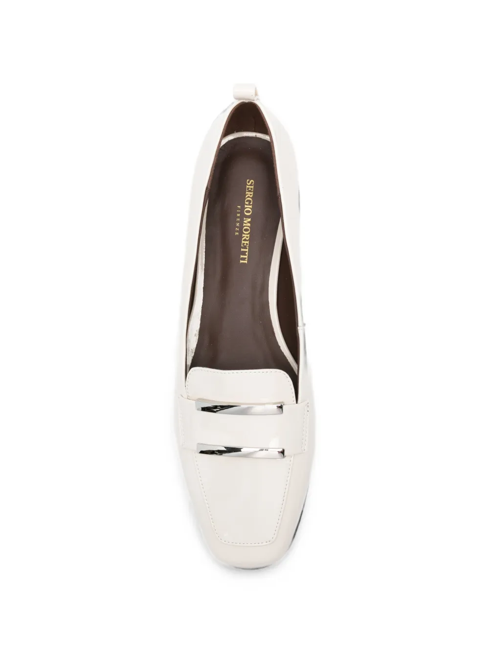 SERGIO MORETTI FIRENZE metal-plaque square-toe loafers Beige