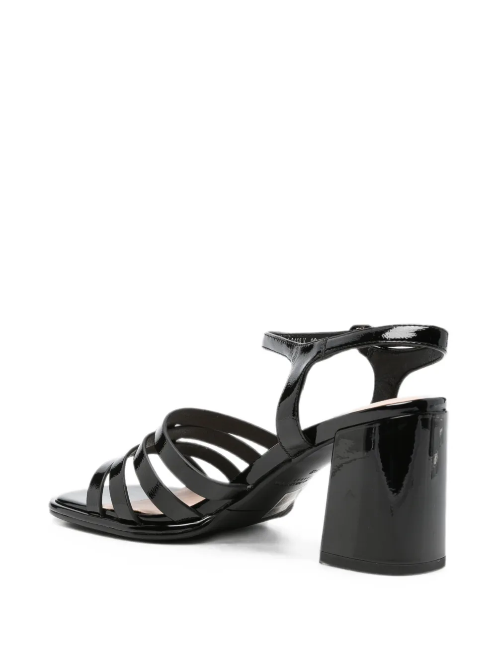 SERGIO MORETTI FIRENZE patent cage sandals Zwart
