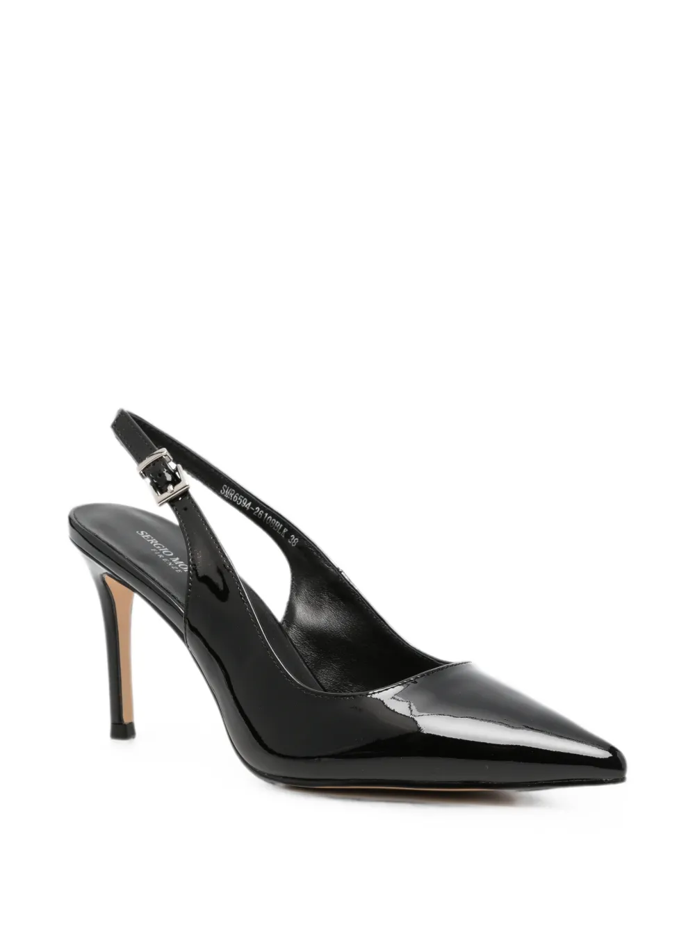 SERGIO MORETTI FIRENZE patent-finish slingback pumps Zwart