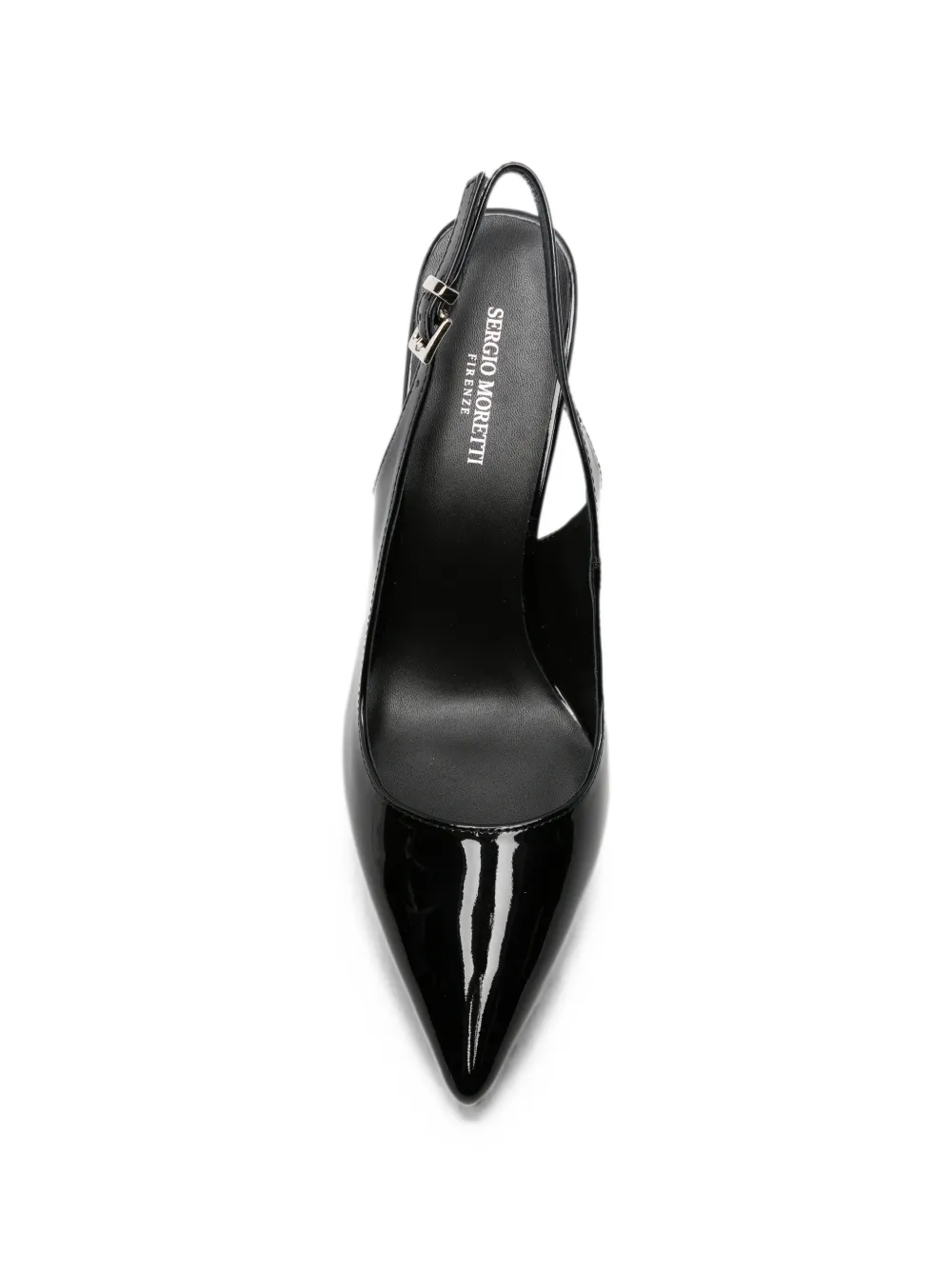 SERGIO MORETTI FIRENZE patent-finish slingback pumps Zwart