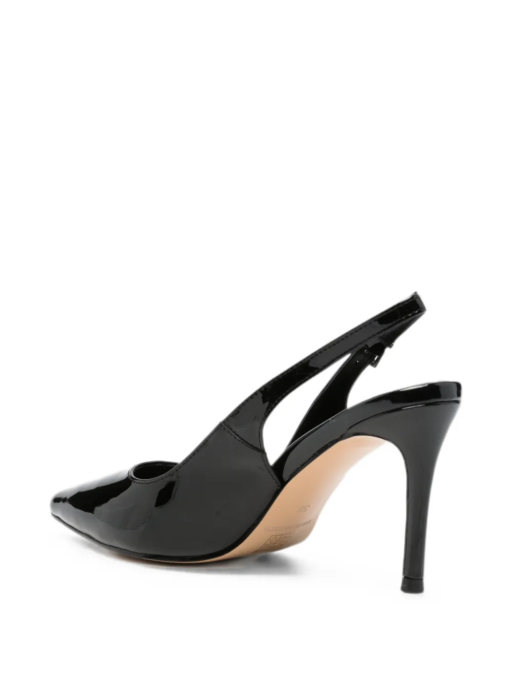 SERGIO MORETTI FIRENZE patent-finish slingback pumps Zwart